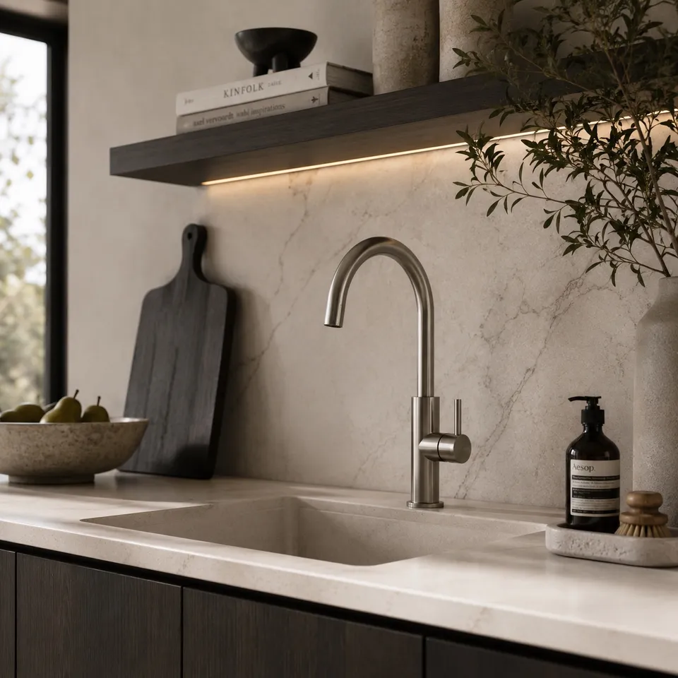 Sined Levante Alto Miscelatore Cucina Canna Fucile Inox