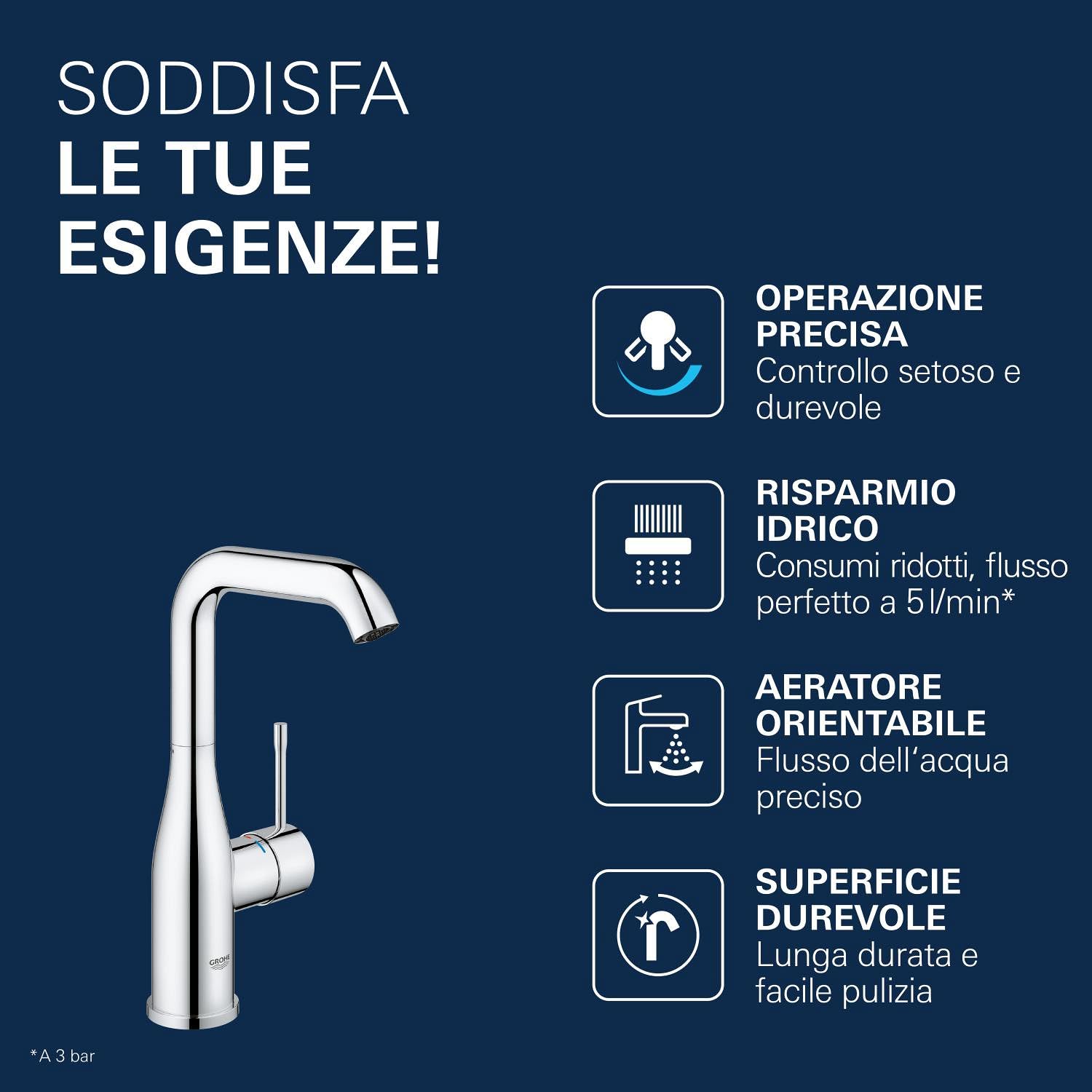 Grohe Essence 23541001 miscelatore lavabo bocca alta cromo