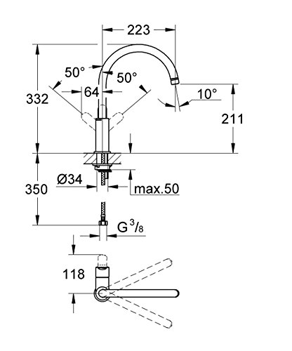 GROHE BauEdge 31367000 Miscelatore Cucina Bocca Alta