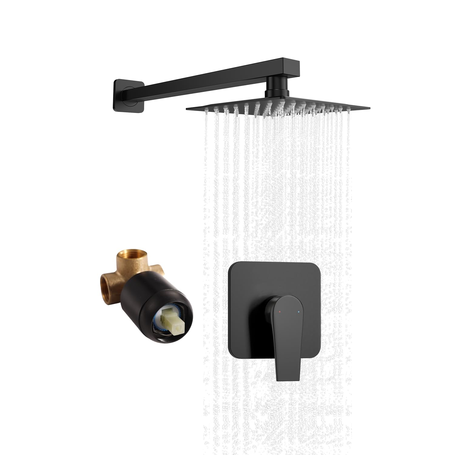 Solvex set doccia pioggia 8 pollici nero opaco acciaio inox