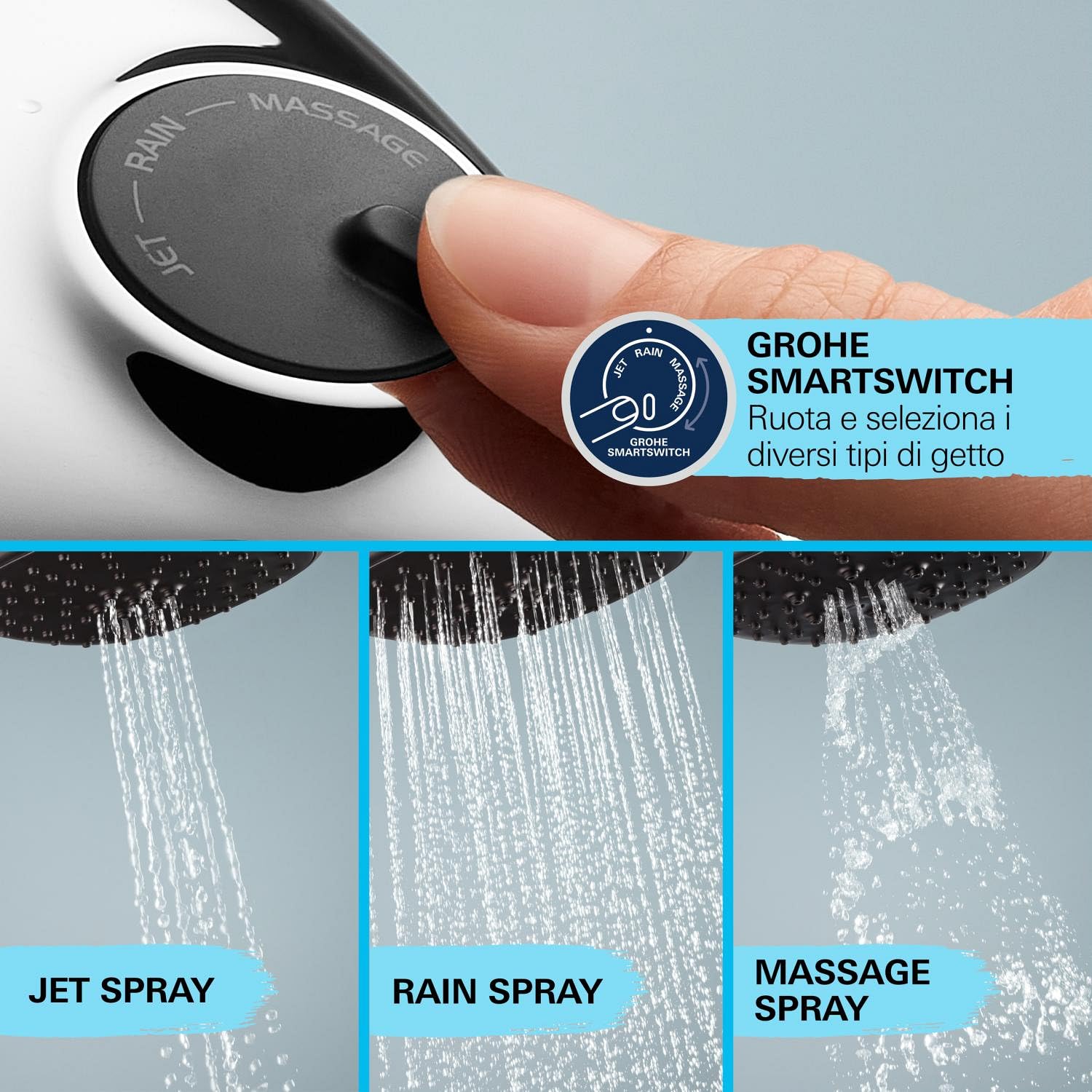 GROHE Precision Feel termostatico doccia set asta 60 cm 3 getti