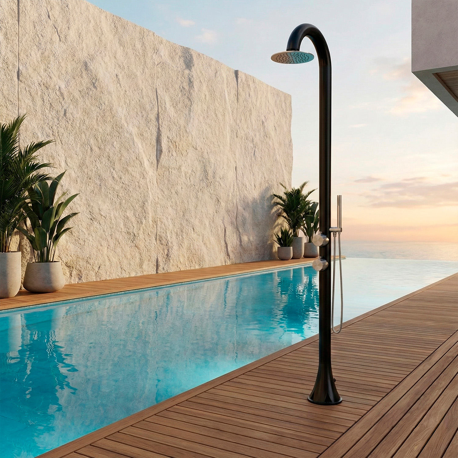 Sined Luna Duo doccia esterno nera doppia acqua