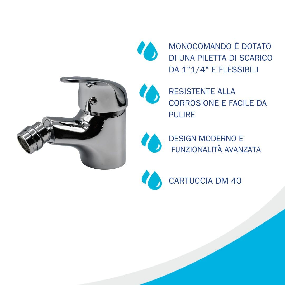 Fluxy Urano miscelatore bidet cromato con piletta