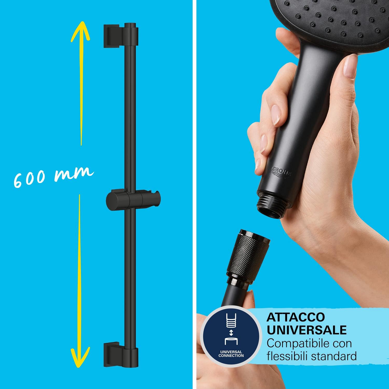 GROHE Vitalio Start Set Doccia Saliscendi 2 Getti Nero Opaco