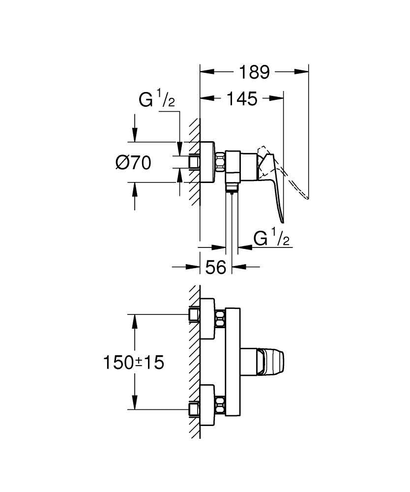 GROHE Dice 101874000 miscelatore doccia cromo a parete