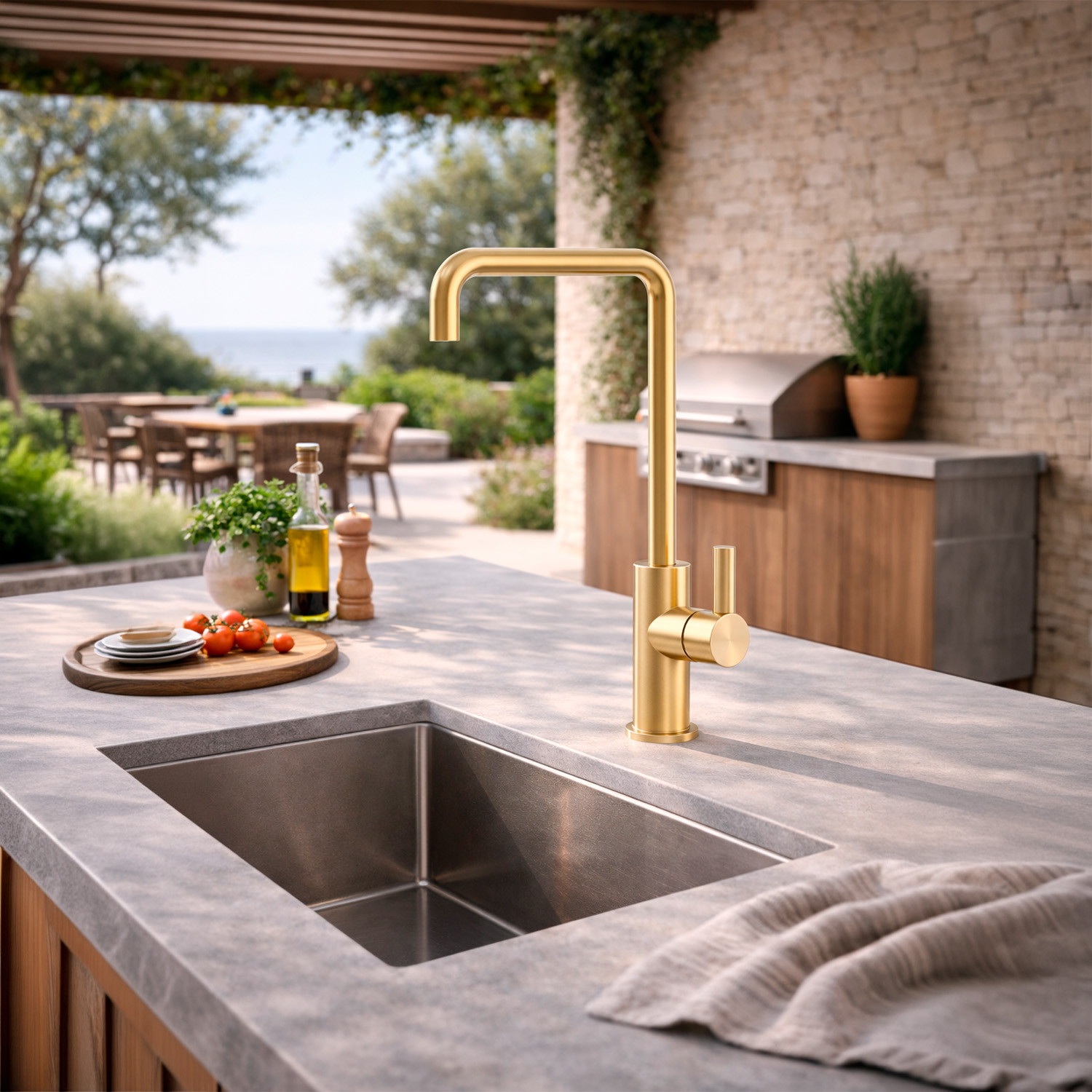 Sined Levante Quadro rubinetto cucina oro acciaio 316L
