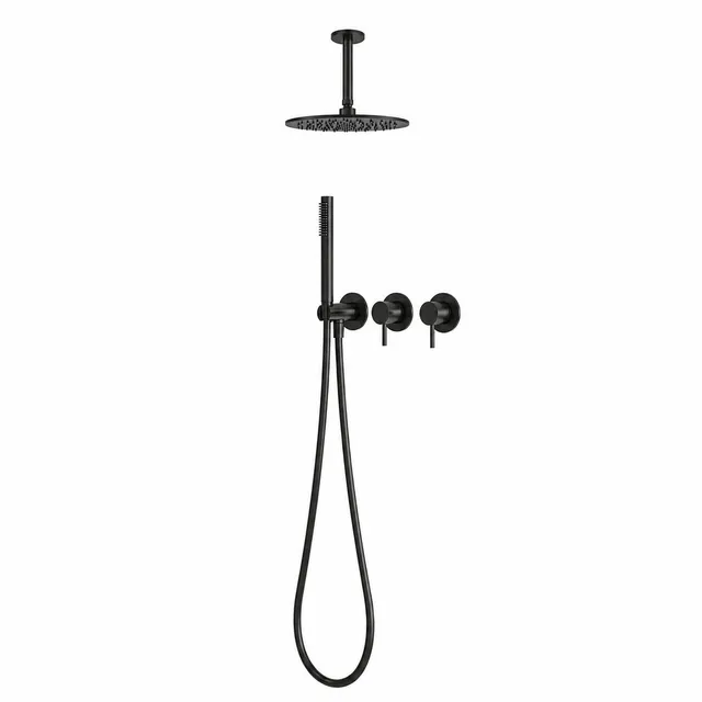 Sined Kit Doccia Soffitto Fredda Corto 25 Nero kit 25 cm