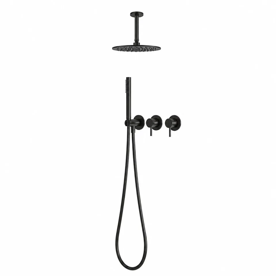 Sined Kit Doccia Soffitto Fredda Corto 25 Nero kit 25 cm