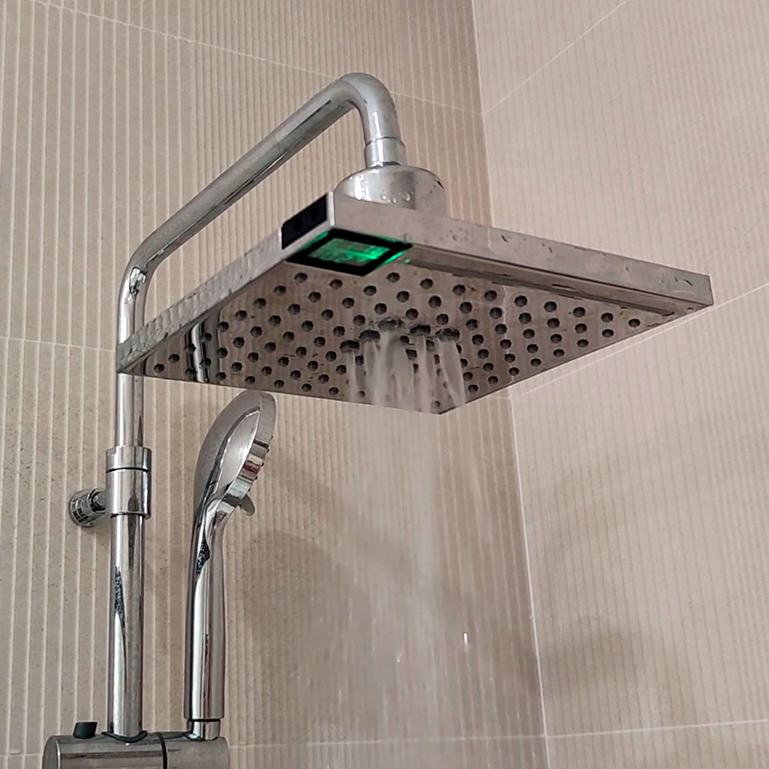 Sined LED 5 Soffione Doccia Quadrato Grigio 3 Getti LED