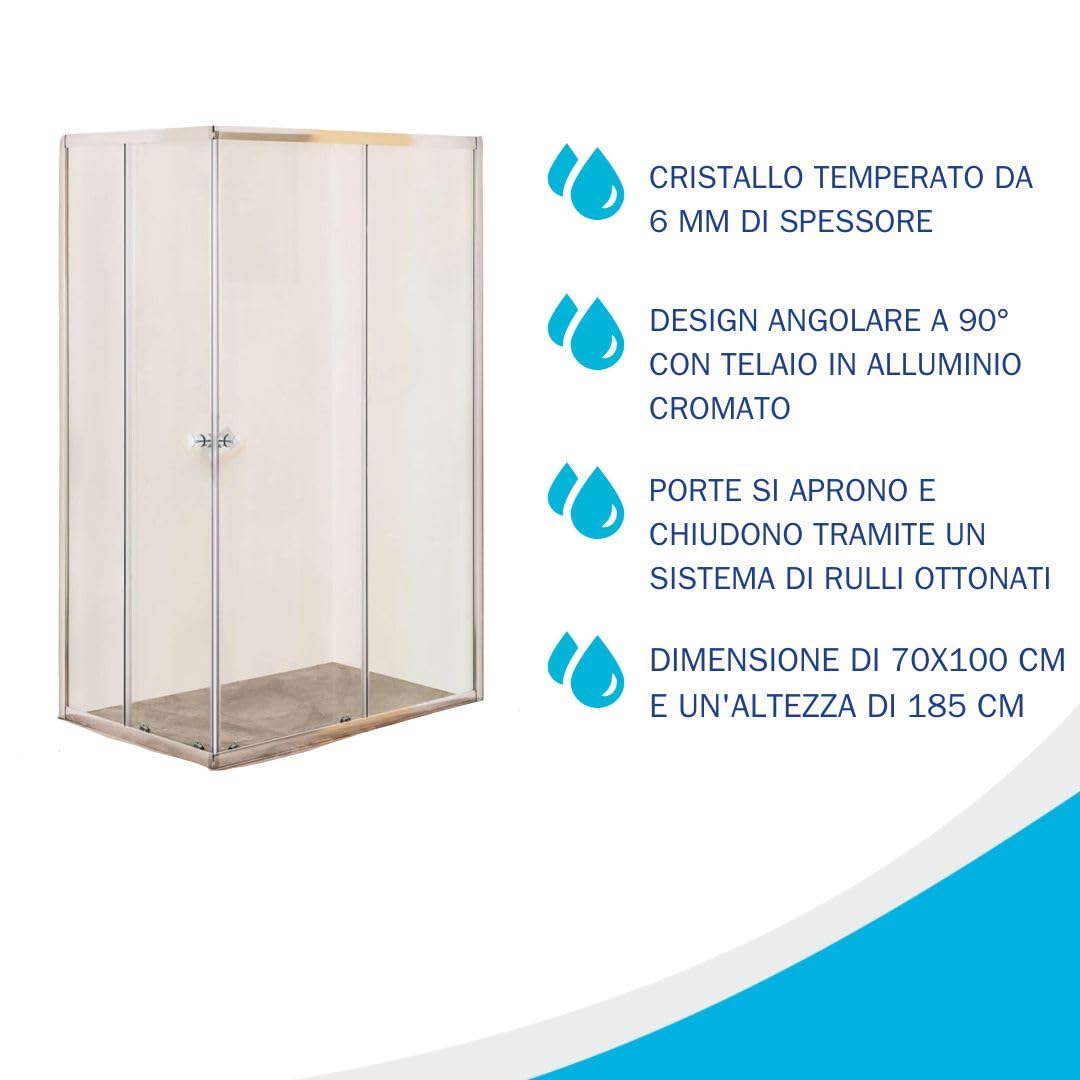 Fluxy Acqua Marina box doccia 70x100 ante scorrevoli