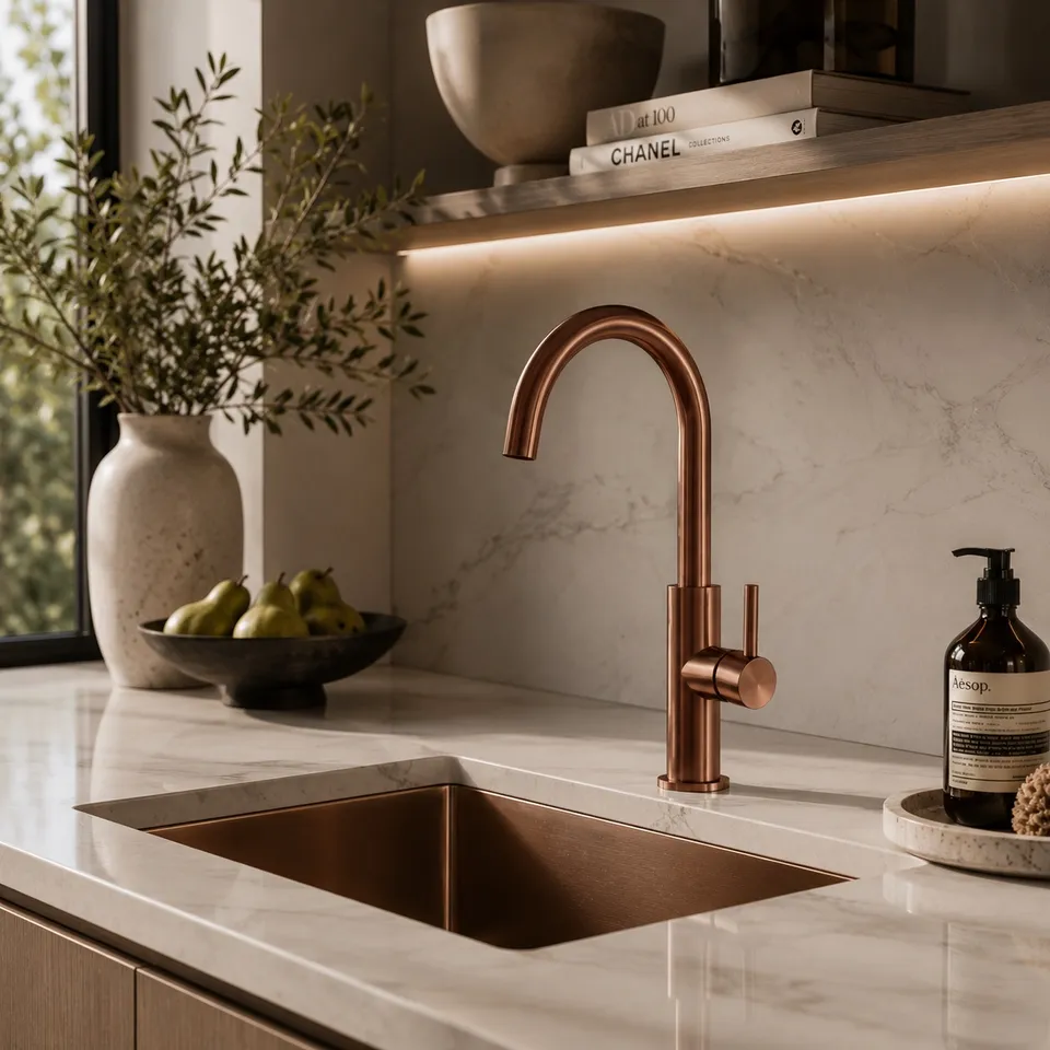 Sined Levante Rubinetto Cucina Alto Oro Rosa Inox