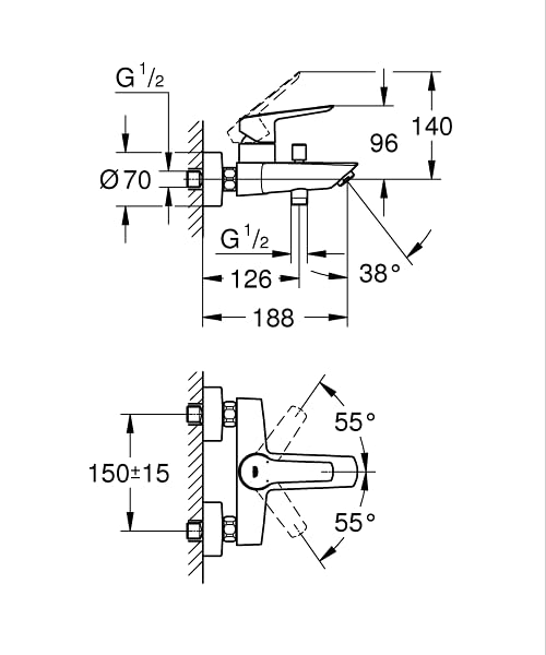 GROHE Start miscelatore vasca-doccia parete cromo