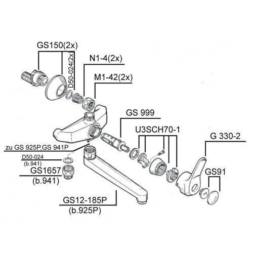 Schmiedl Diagonal GS0925P Miscelatore parete bocca girevole