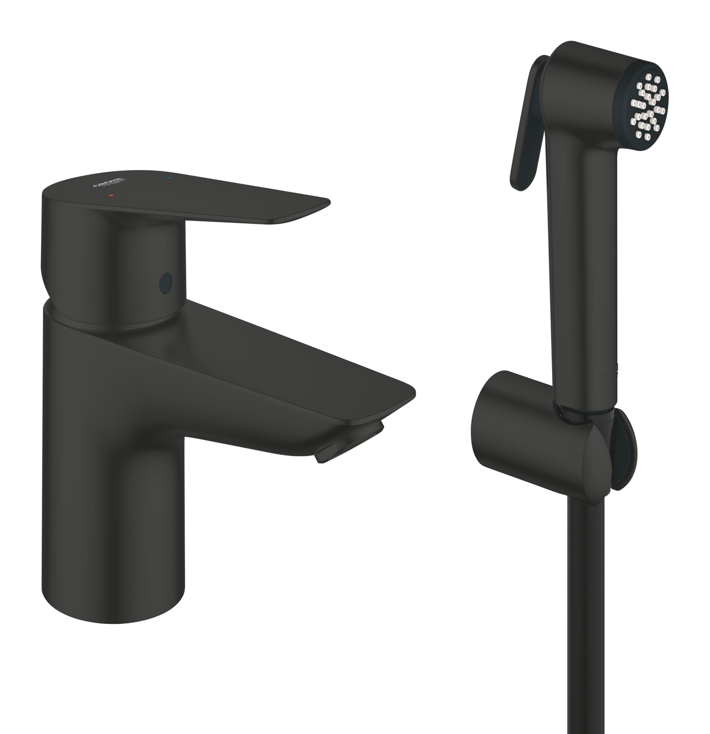 GROHE Start Edge miscelatore lavabo nero opaco con doccetta igienica