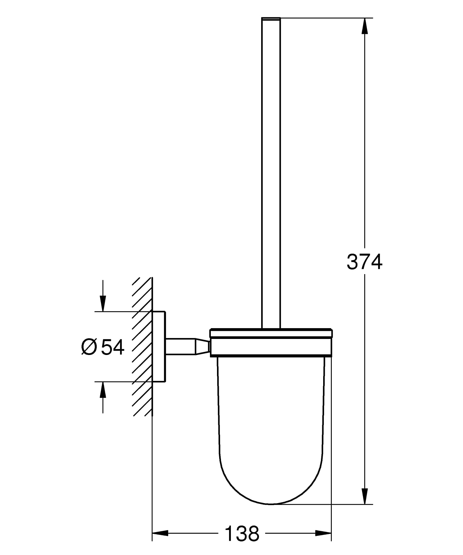 Grohe Start 41169000 Scopino WC Parete Cromato Vetro 374 mm