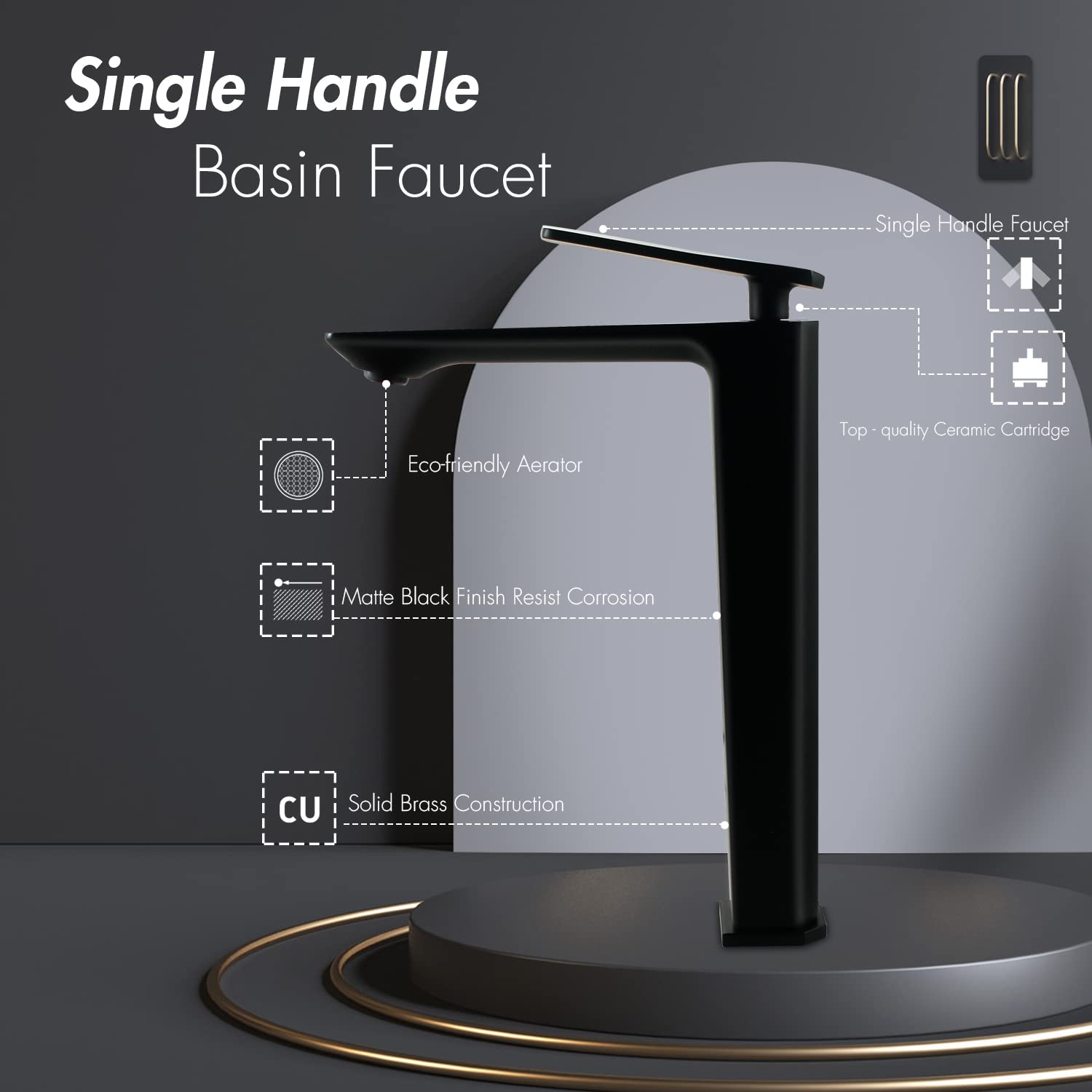 Solvex SP-12008-N miscelatore lavabo nero girevole ottone