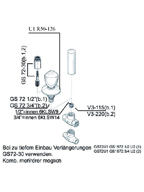 Schmiedl GS1572 Valvola da Incasso 1/2 con Maniglia Lunga