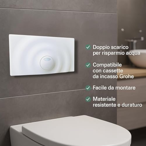 GROHE Surf 37859SH0 placca WC bianca 2 tasti risparmio