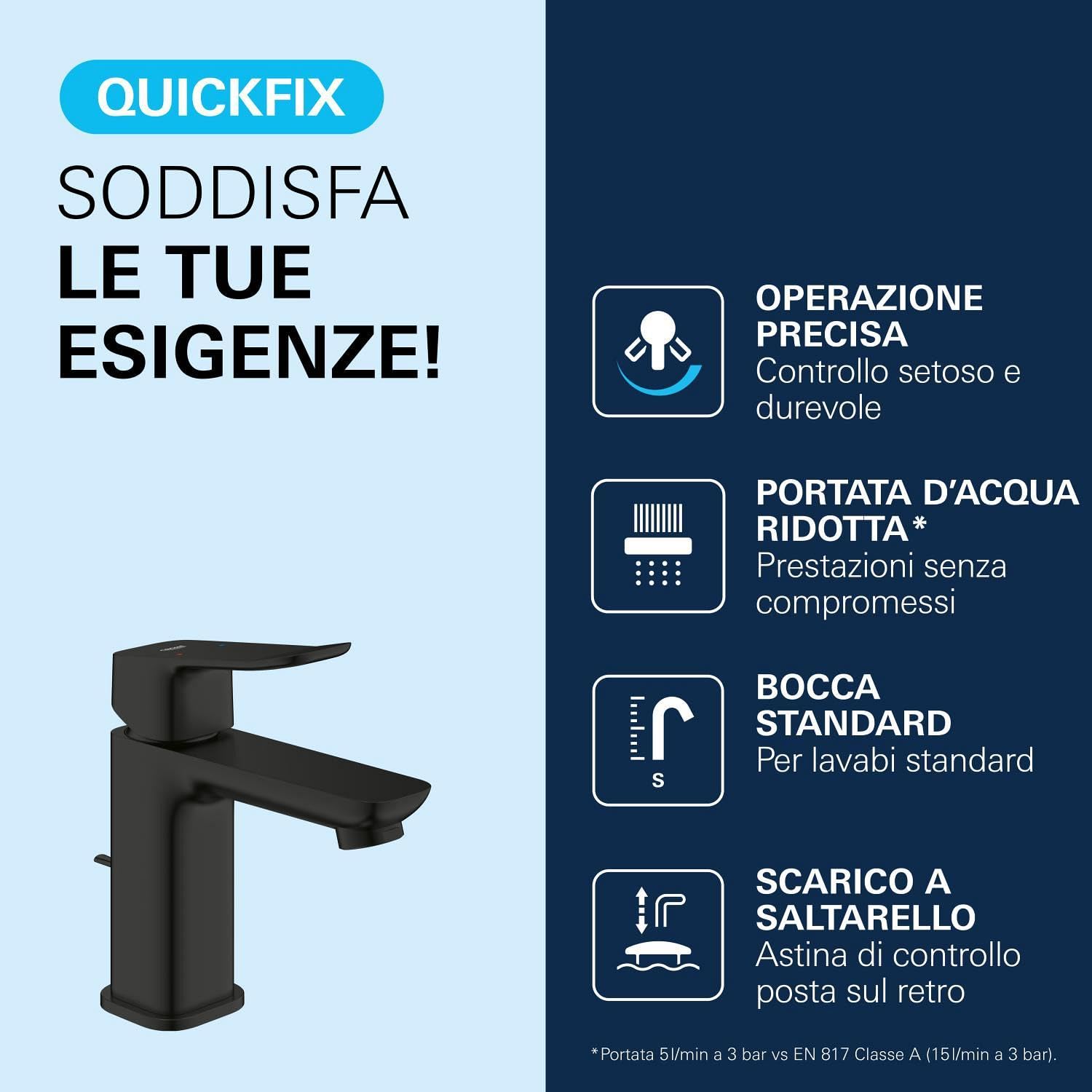 Grohe Dice 1018562430 rubinetto lavabo nero opaco