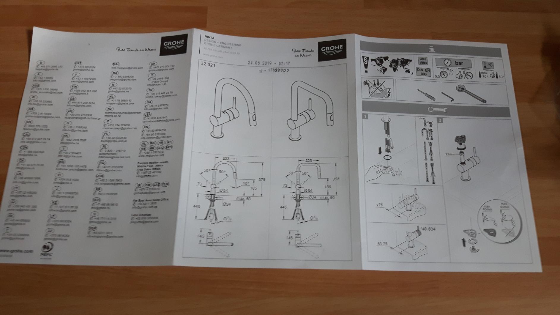 Grohe Minta 32322002 Miscelatore Lavello Cromo Doccetta Estraibile