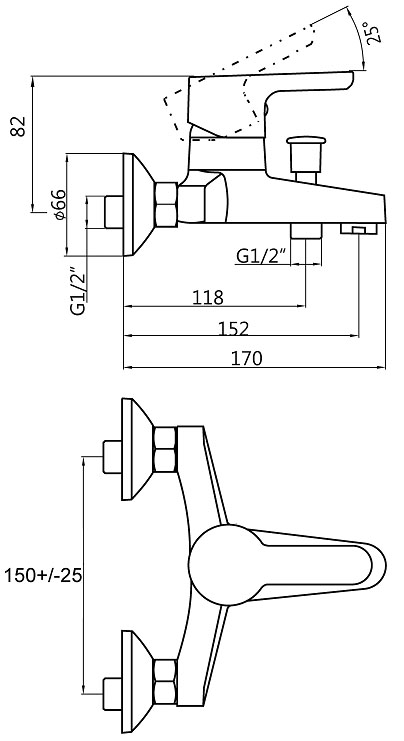 Schmiedl Top GS39321P miscelatore vasca esterno con doccia