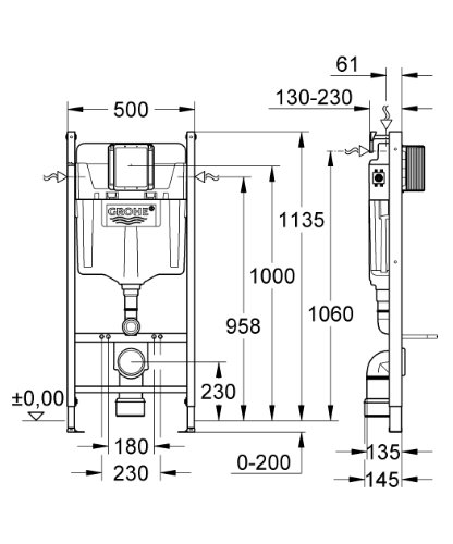 GROHE Rapid SL 38971000 Modulo WC Sospeso Incasso