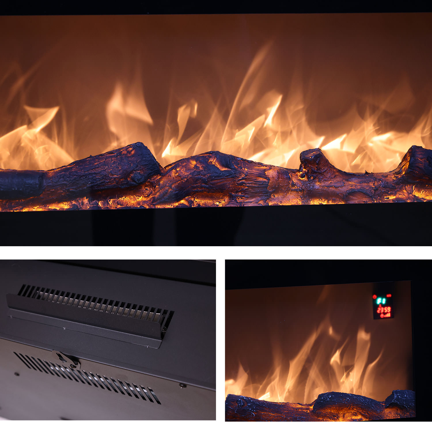 Sined Aprica caminetto parete nero 152 cm 1500W