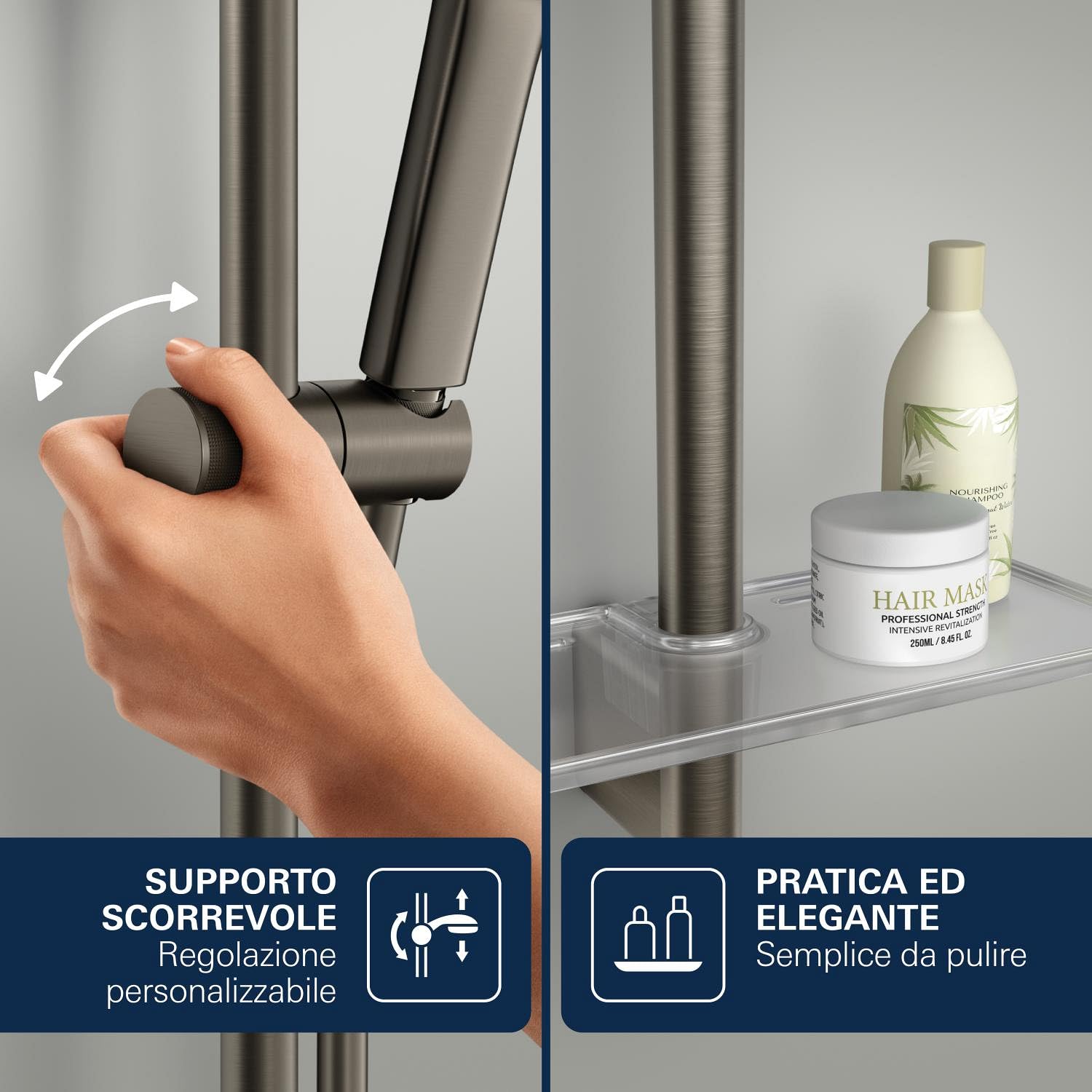 GROHE Vitalio Joy+ 120 134866AL00 saliscendi antracite con portasapone