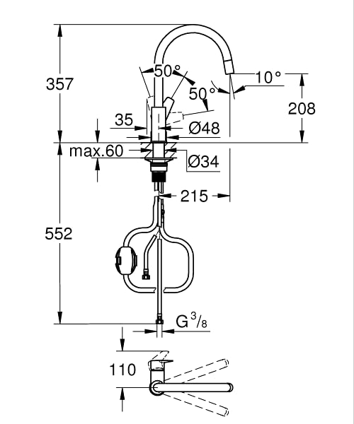 GROHE Start Edge 30550000 rubinetto cucina bocca alta