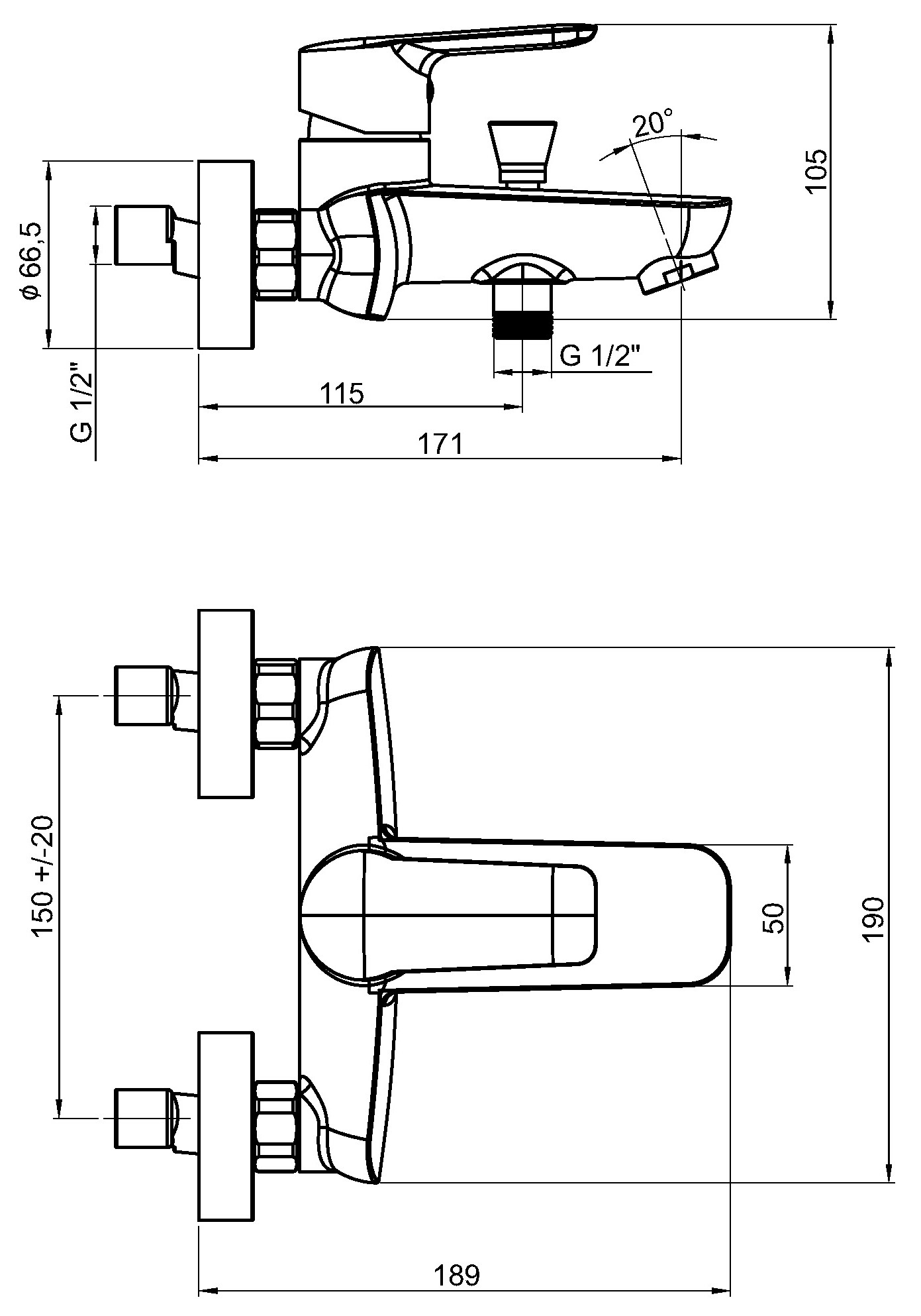 Schmiedl Vido GS39304P miscelatore vasca esterno con doccia