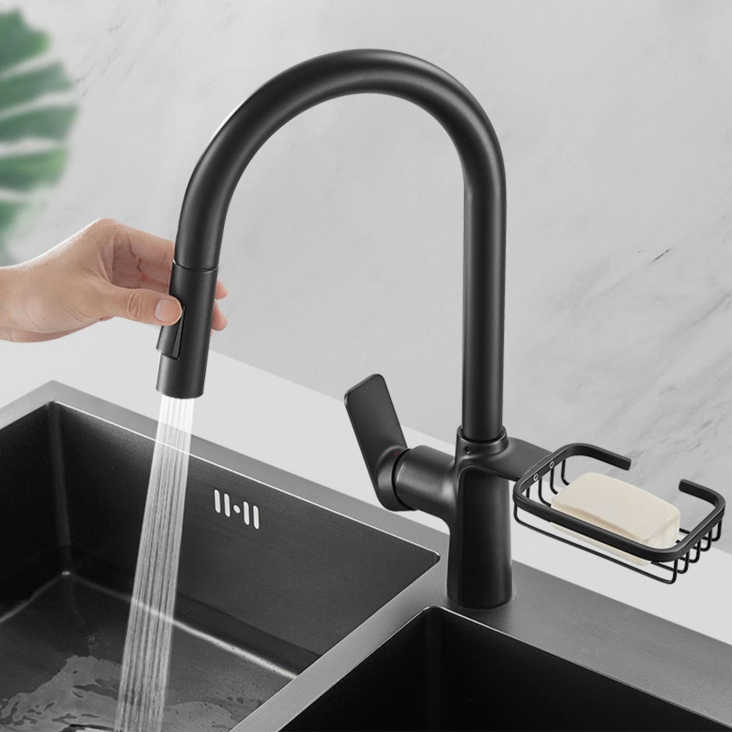 Solvex SP-10044-N rubinetto cucina nero acciaio inox