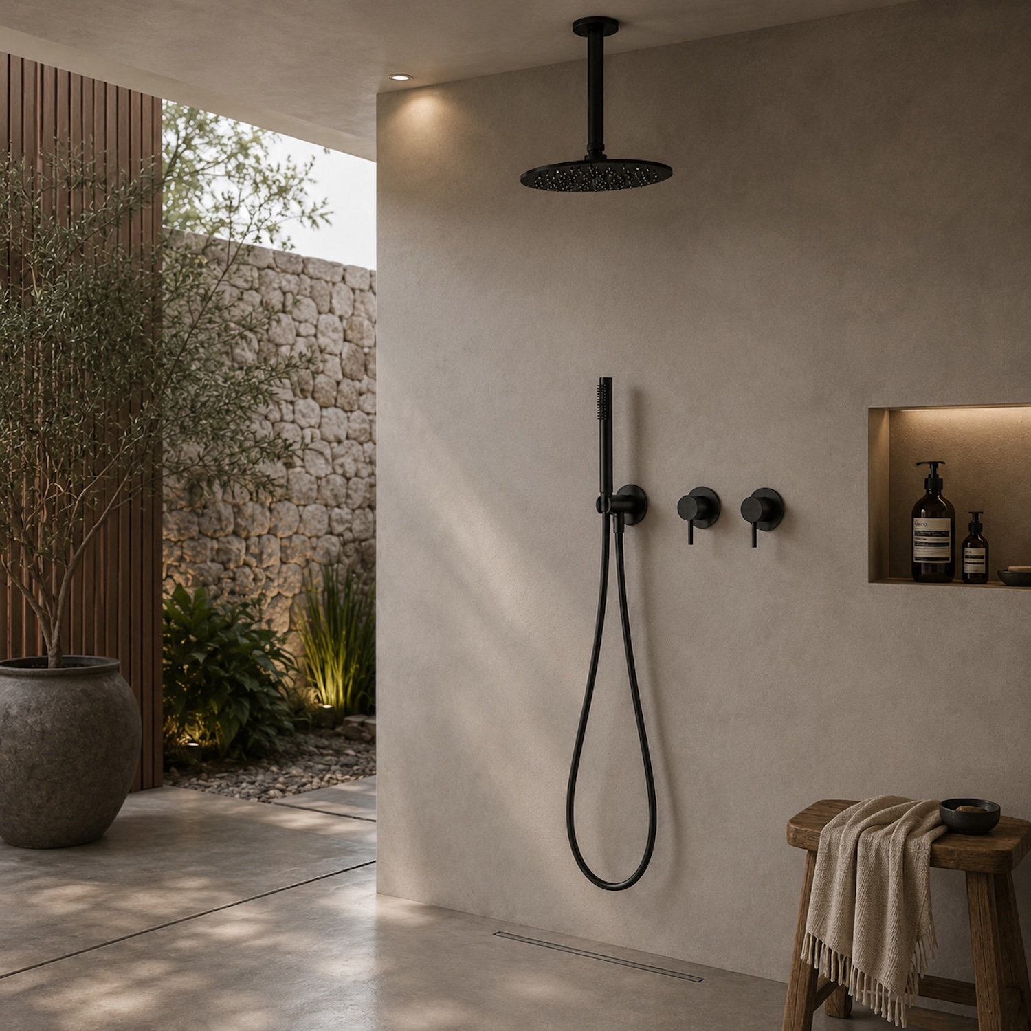Sined Kit Doccia Soffitto Lungo 30 cm Nero