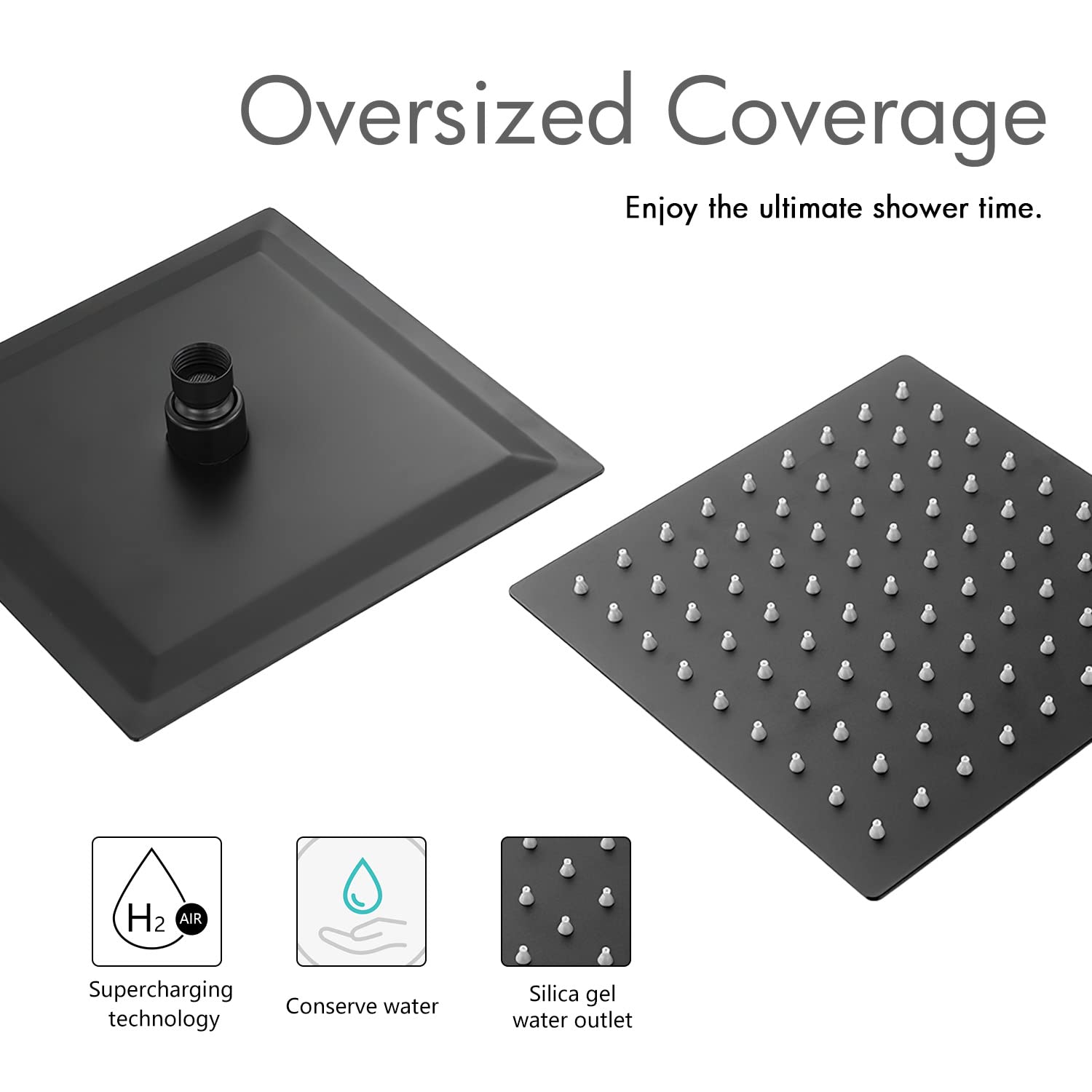 SOLVEX SP-50020-3 soffione doccia quadrato acciaio nero