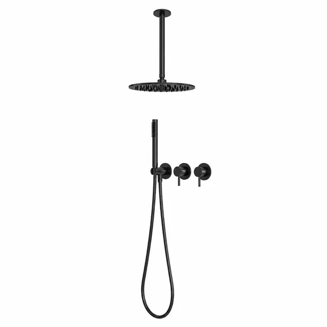 Sined Kit Doccia Soffitto Acqua Fredda 25 cm nero inox
