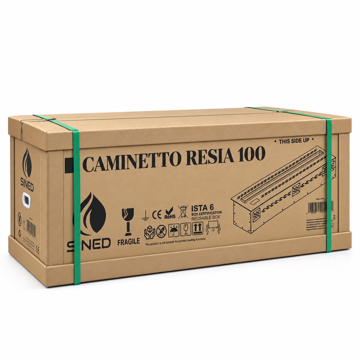 Sined Caminetto Resia 100 caminetto elettrico nero LED
