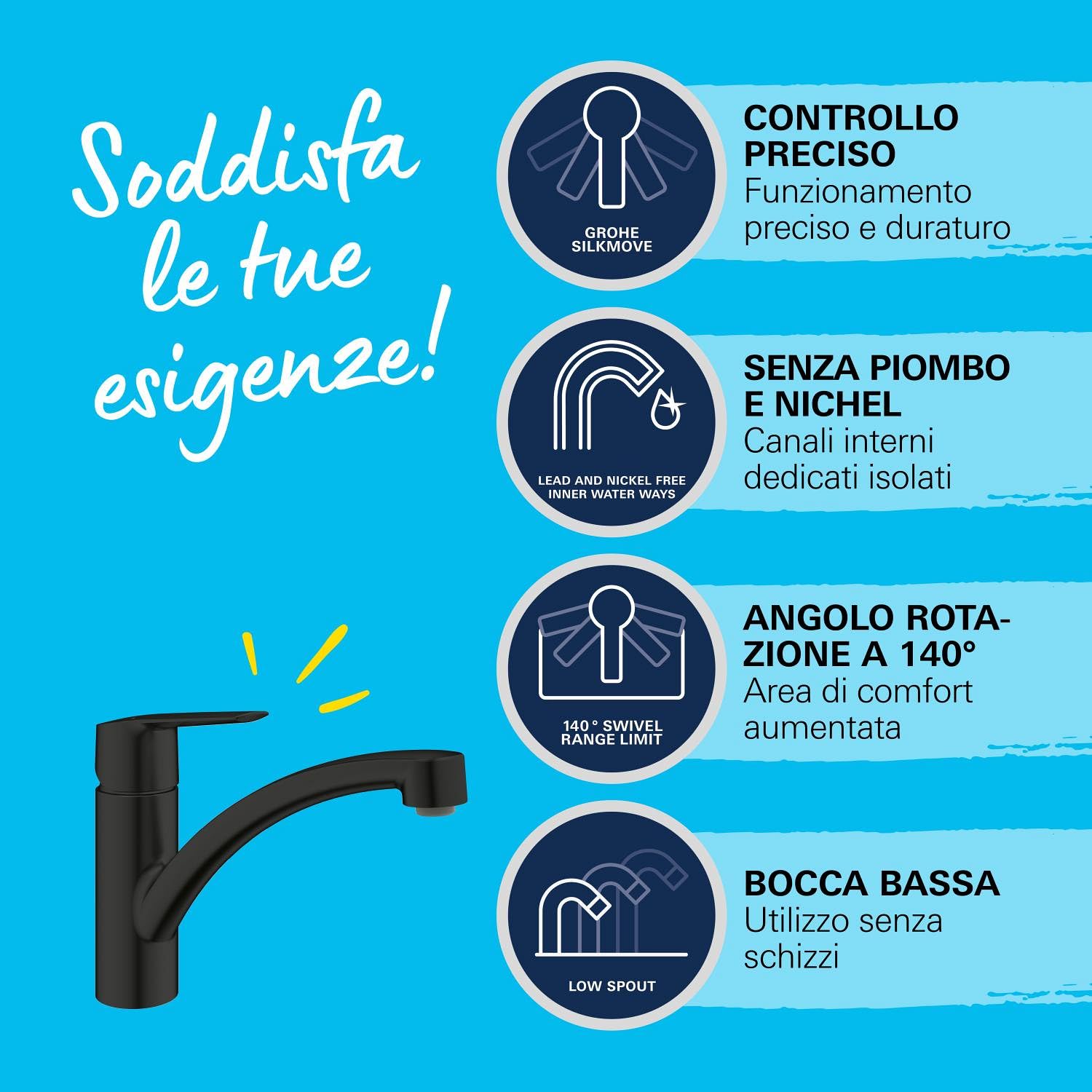 GROHE Start 305302432 rubinetto cucina nero opaco