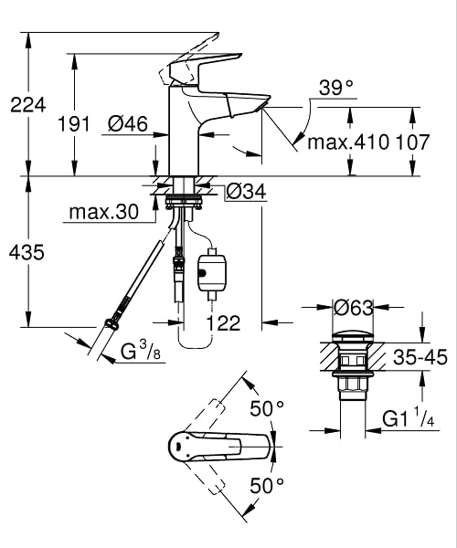 GROHE Start 24205003 Miscelatore Lavabo M Cromo Doccetta