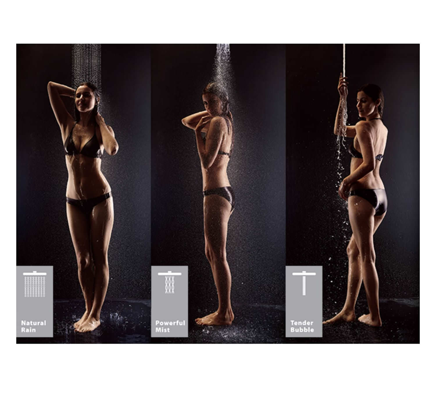 Sined Led 3 soffione doccia 24 cm 3 getti grigio