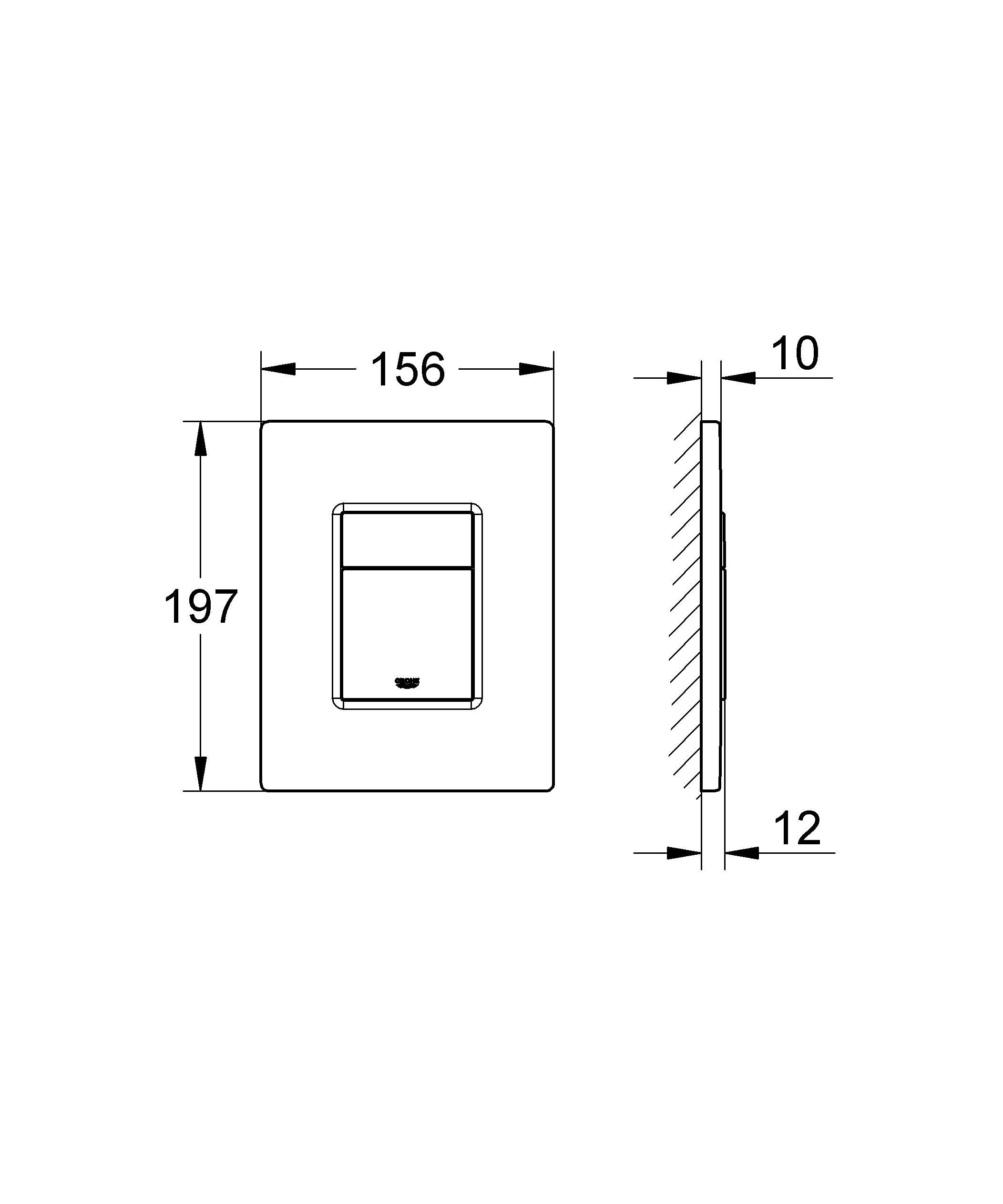 Grohe Even 389662430 placca WC nero opaco 156x197 mm
