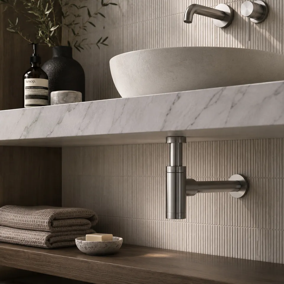 Sined Levante sifone lavabo e bidet canna fucile inox