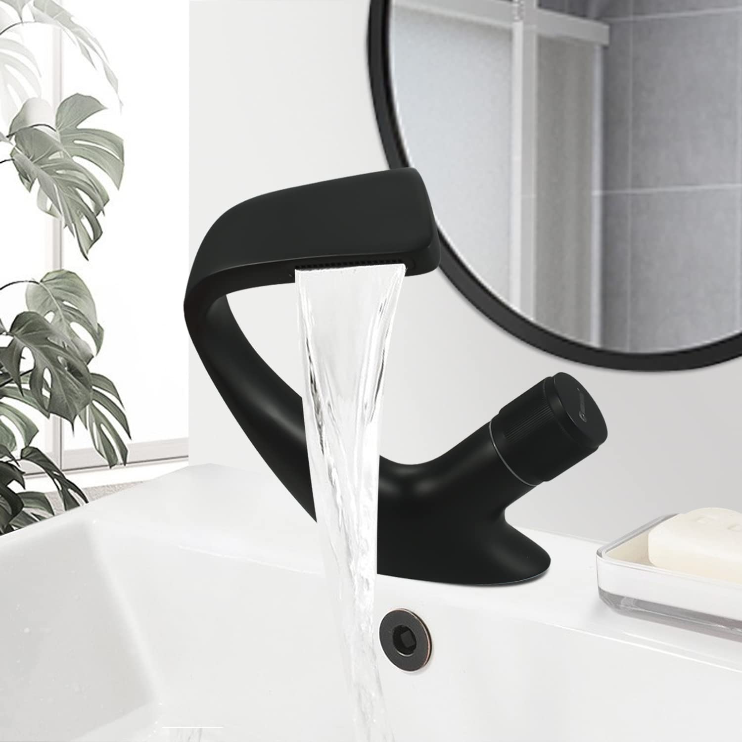 Solvex SP-12018-N miscelatore lavabo cascata nero