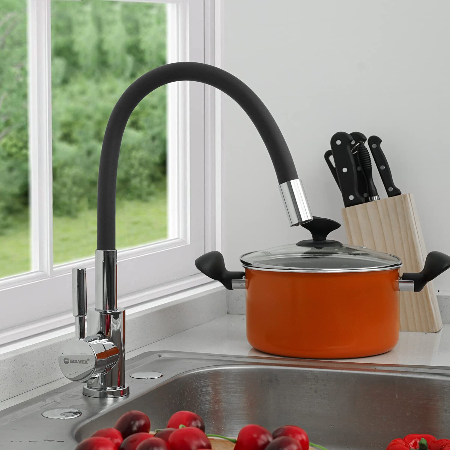 Solvex rubinetto cucina acciaio inox leva singola 360°