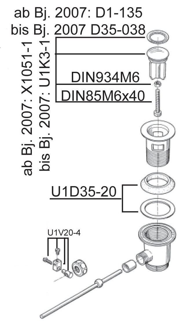 Schmiedl GS1051 piletta lavabo 1 1/4 con asta