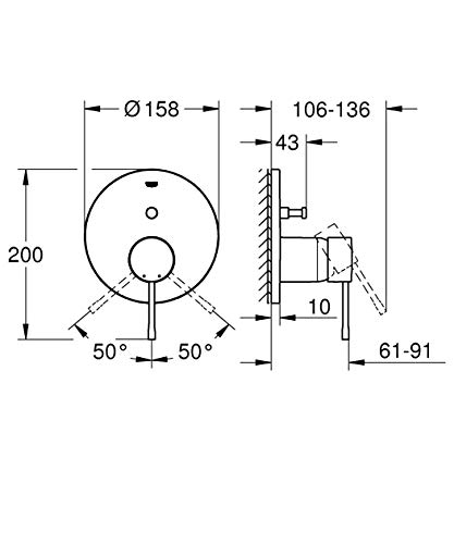Grohe Essence New 24058DC1 miscelatore doccia 2 vie cromo