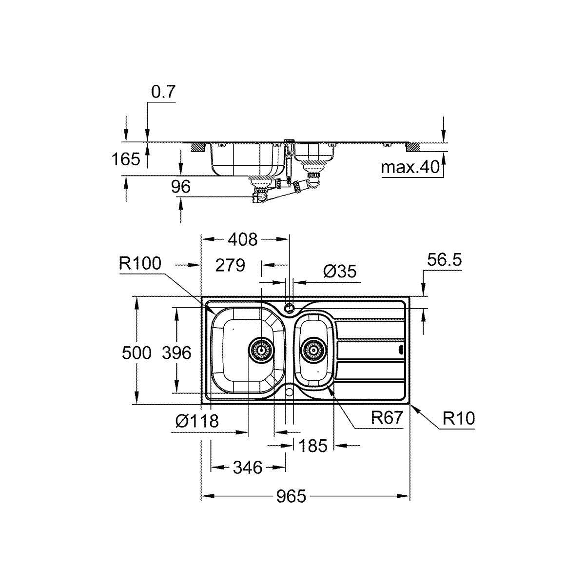 GROHE K200 31564SD1 lavello cucina 1 vasca acciaio inox