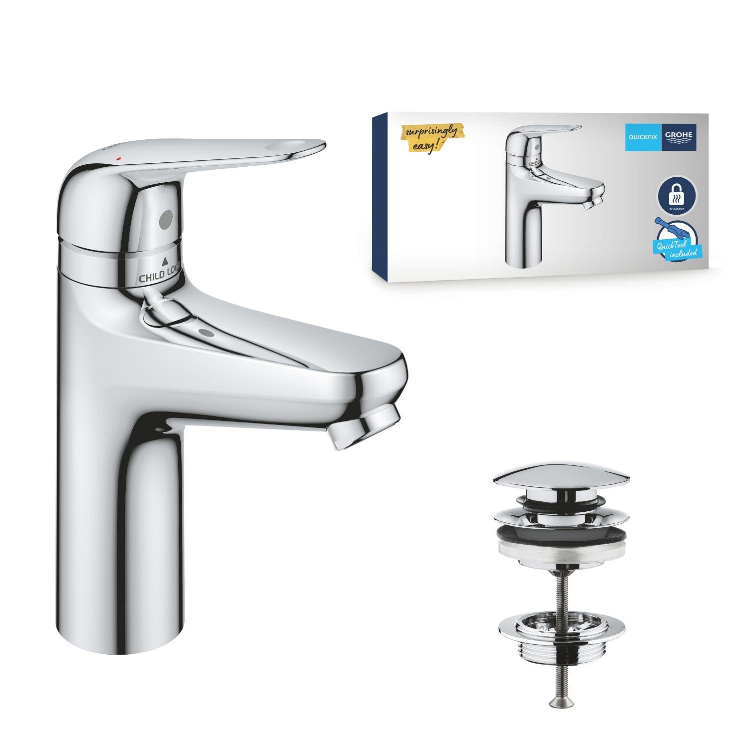 GROHE Swift 24327001 miscelatore lavabo taglia M cromo sicura bimbi