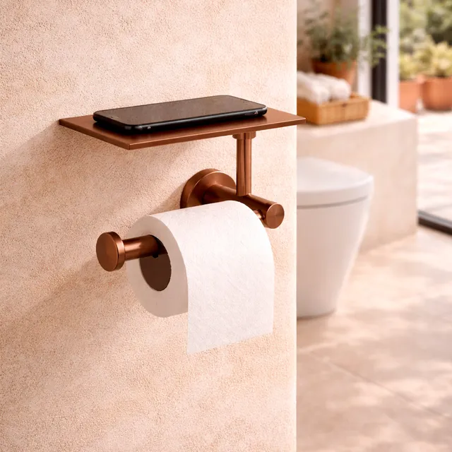 Sined Levante portarotolo con mensola oro rosa inox 316L