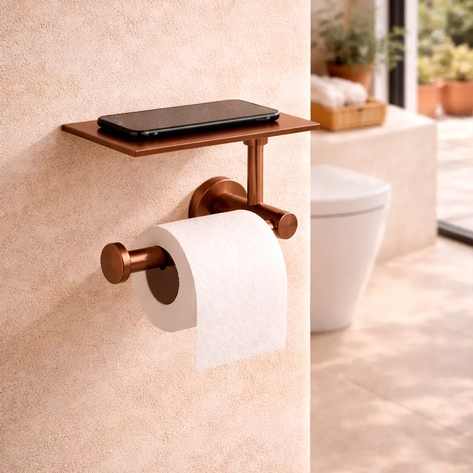 Sined Levante portarotolo con mensola oro rosa inox 316L