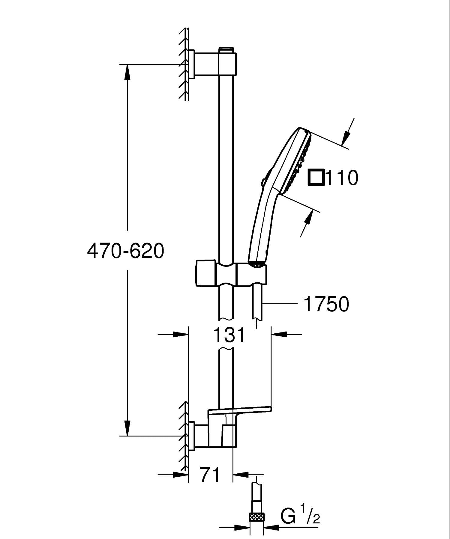 GROHE Vitalio Comfort 26929001 saliscendi doccia 60 cm cromo