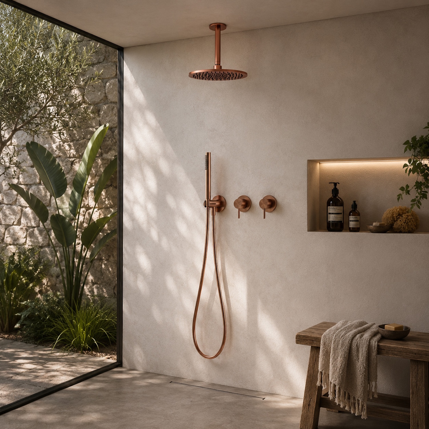 Sined Kit Doccia Soffitto 25 doccia incasso oro rosa